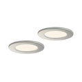 LED innbyggingsspot Cadance sølv 2-pack CCT dimbar IP44 forfra