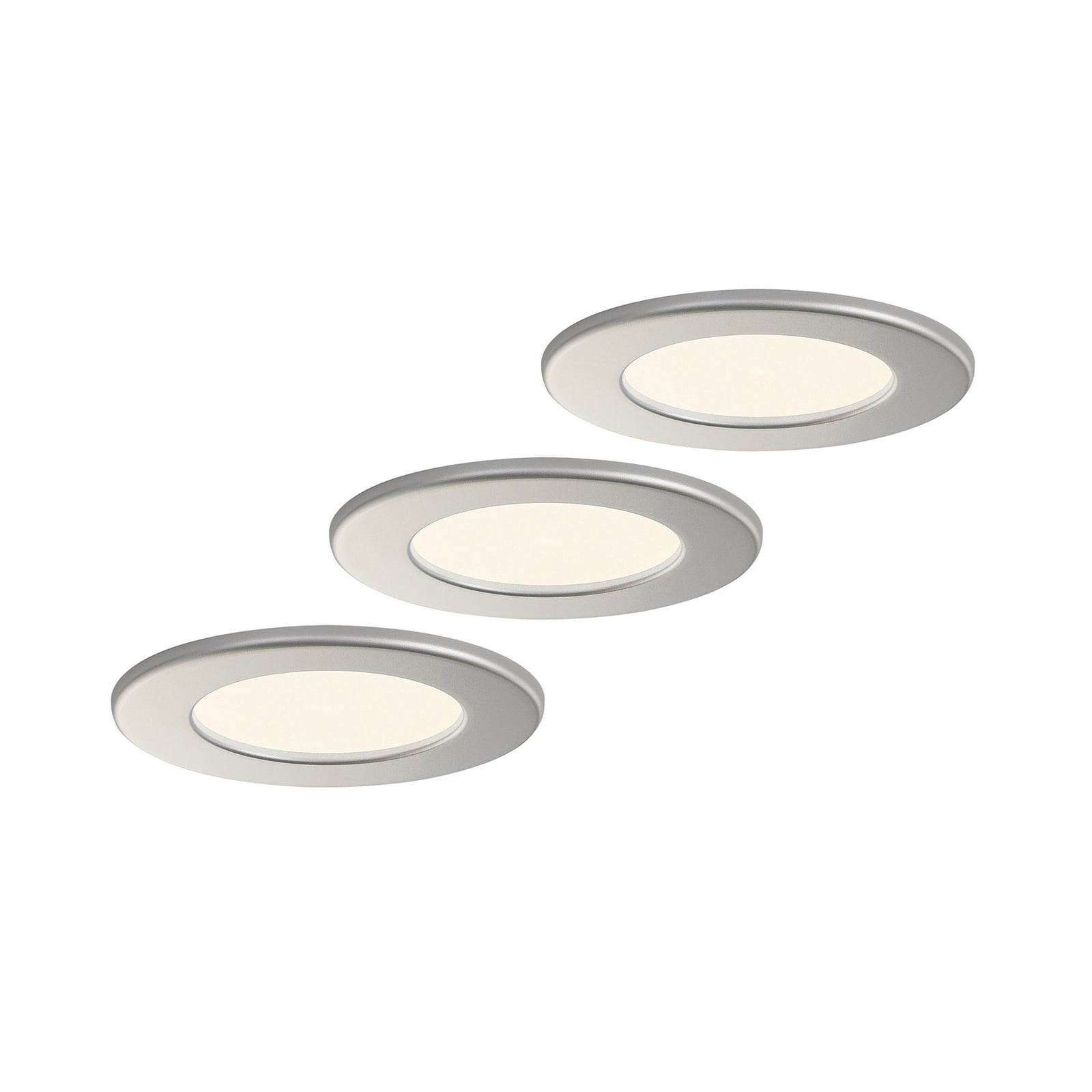 LED innbyggingsspot Cadance sølv 3-sett dimbar CCT IP44 forfra