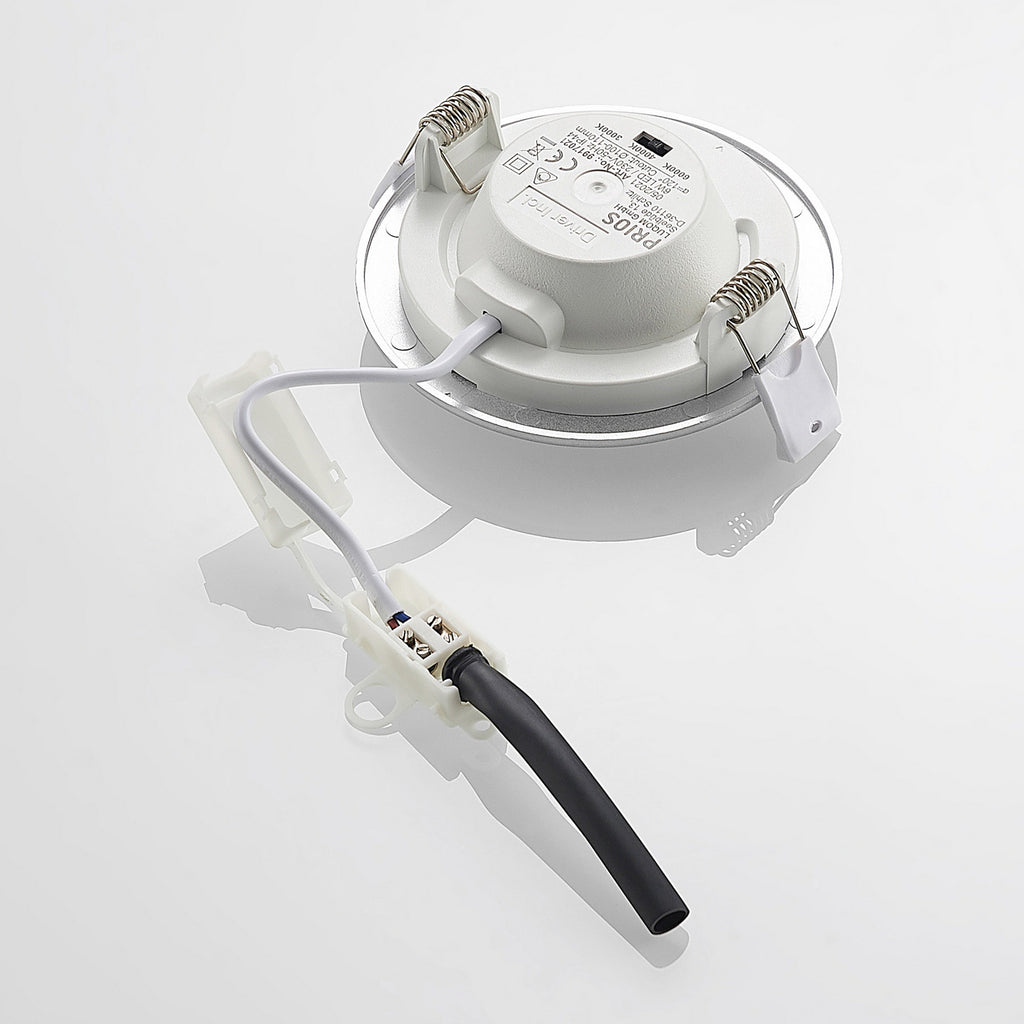 LED innbyggingsspot Cadance sølv 3-sett dimbar CCT IP44 med dimmer