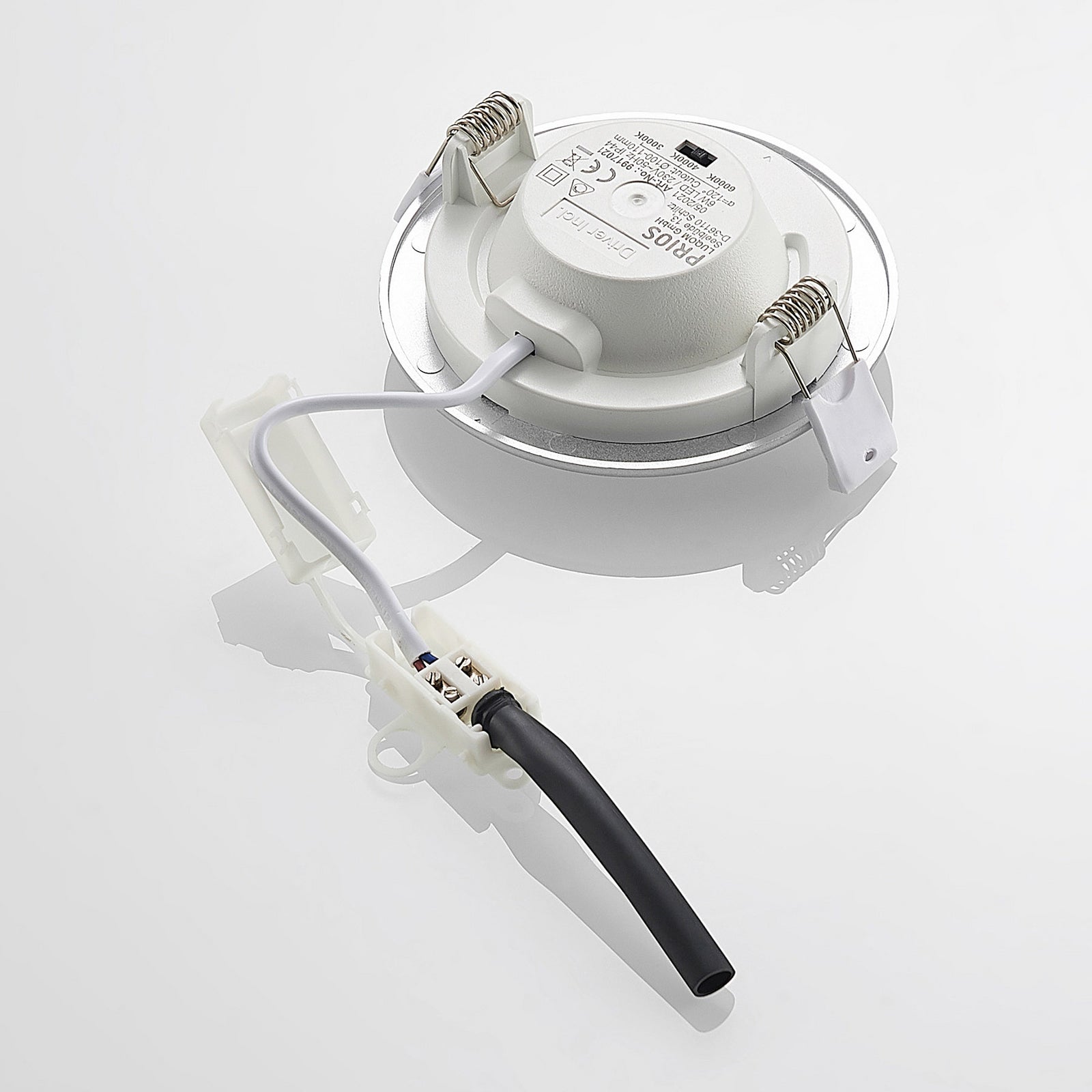 LED innbyggingsspot Cadance sølv 3-sett dimbar CCT IP44 med dimmer