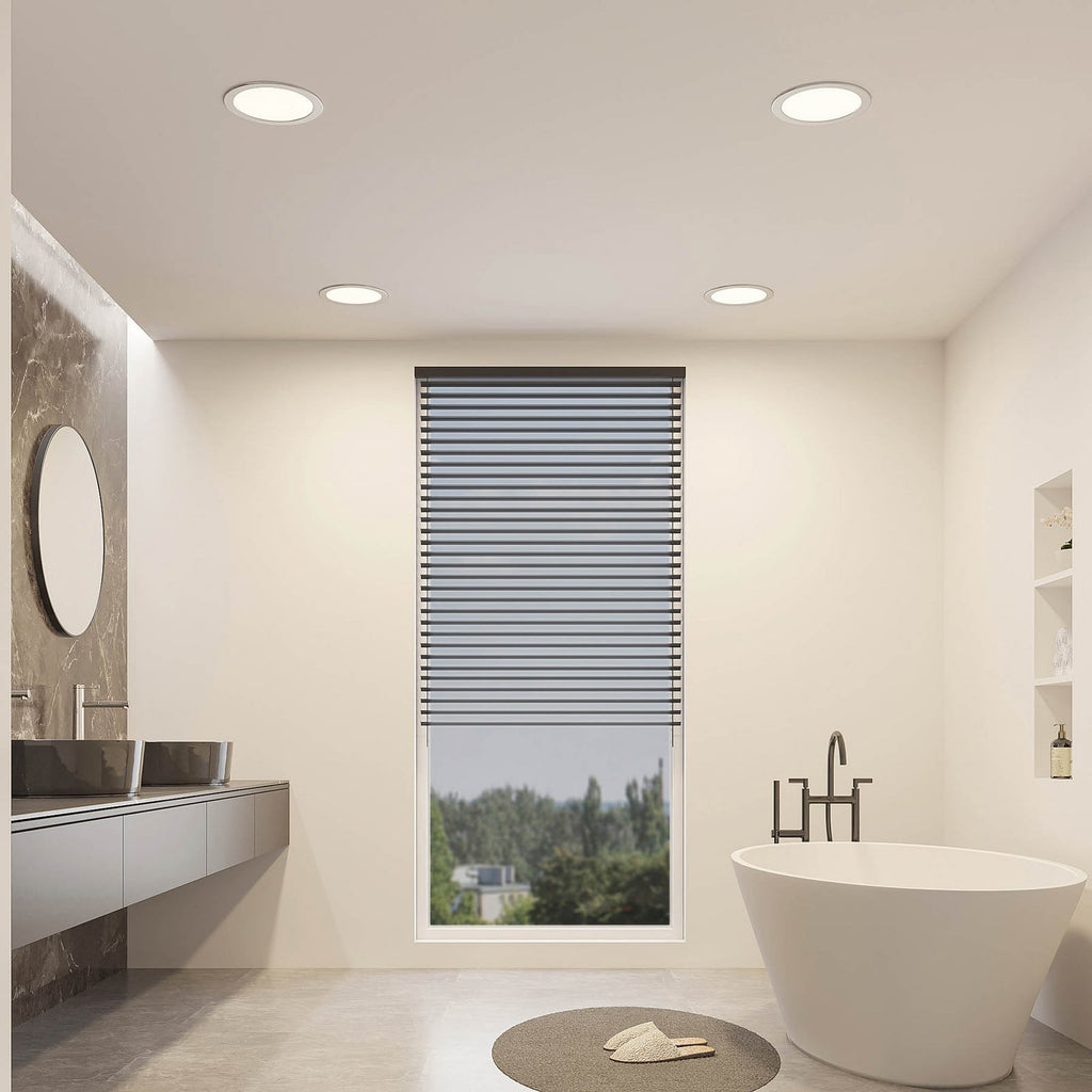 LED innbyggingsspot Cadance sølv rund dimbar CCT Ø24 cm IP44 bakside