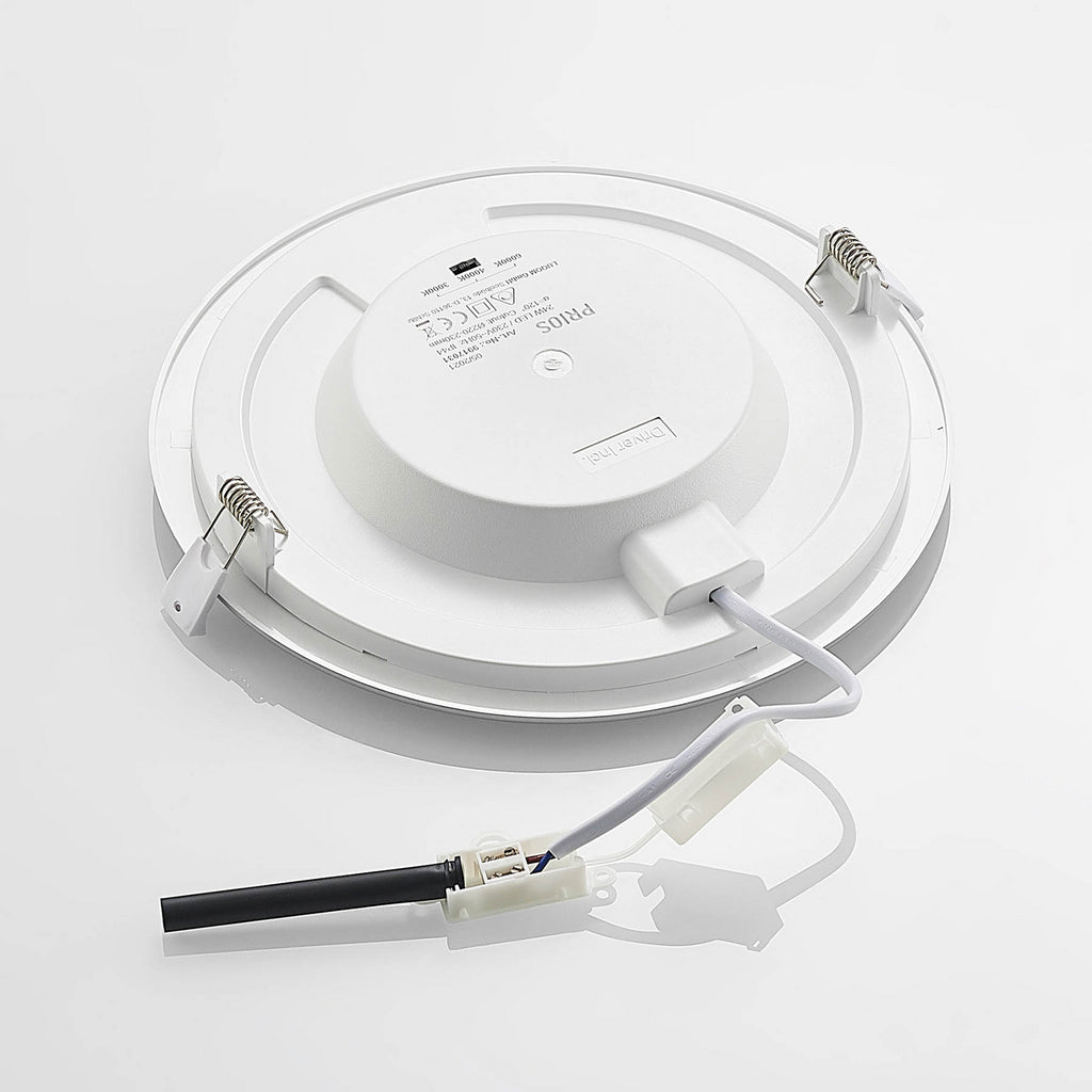 LED innbyggingsspot Cadance sølv rund dimbar CCT Ø24 cm IP44 montert