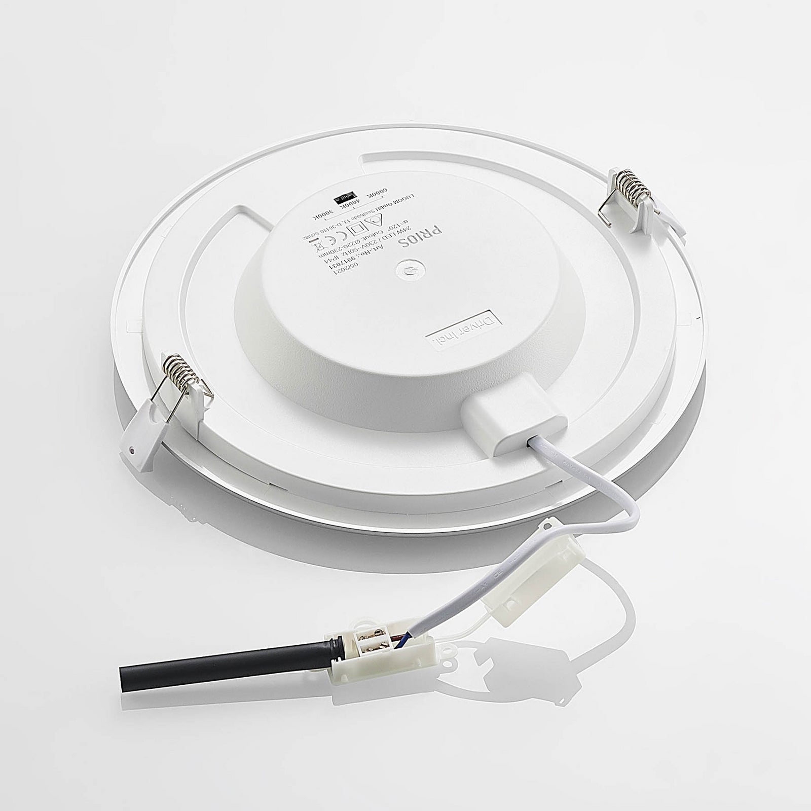 LED innbyggingsspot Cadance sølv rund dimbar CCT Ø24 cm IP44 montert