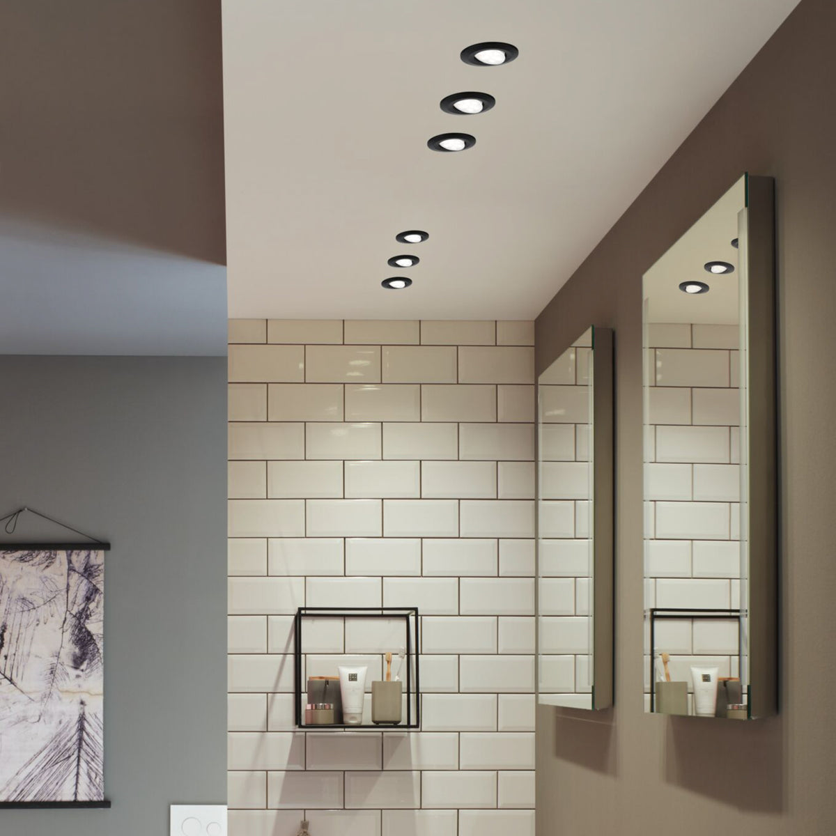 LED innbyggingsspot Calla 10-pk svart svingbar 4000K IP65 detaljer