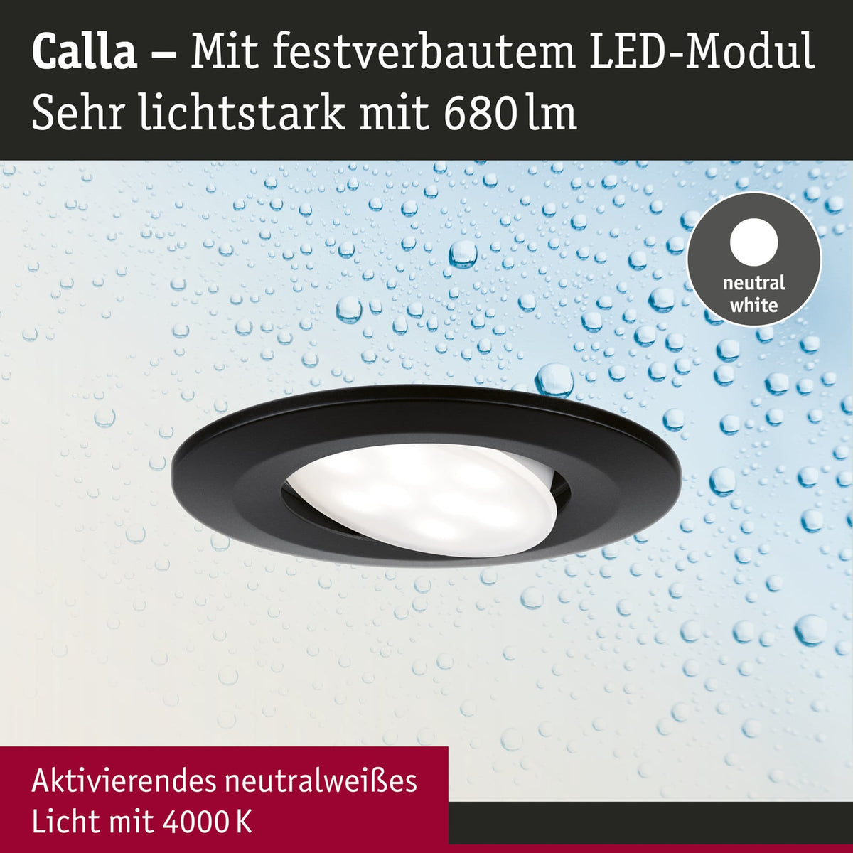 LED innbyggingsspot Calla 10-pk svart svingbar 4000K IP65 lysbilde