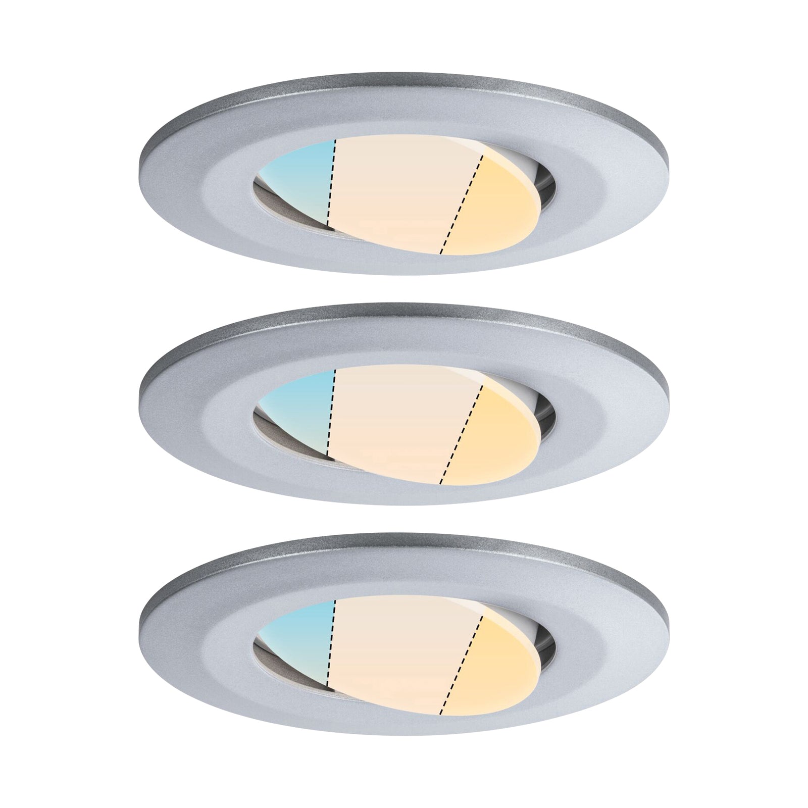 LED innbyggingsspot Calla 3-pk svingbar krom IP65 CCT detalj av bryter