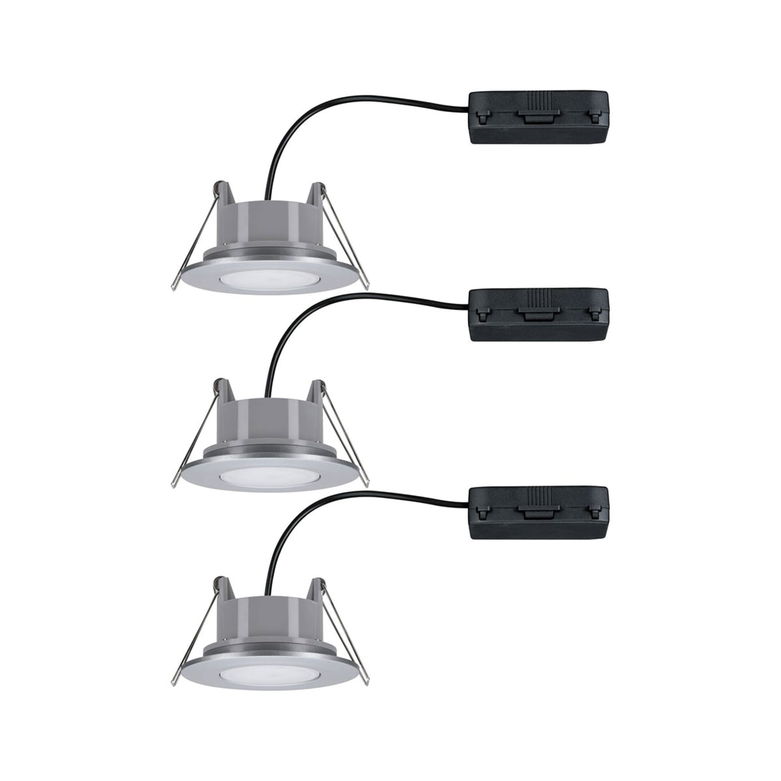 LED innbyggingsspot Calla svingbar 3-pack krom IP65 montert i tak