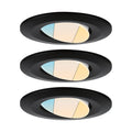 LED innbyggingsspot Calla svingbar CCT IP65 3-pack svart forfra