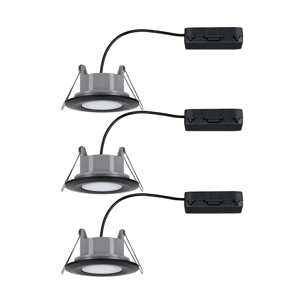 LED innbyggingsspot Calla svingbar CCT IP65 3-pack svart sideprofil