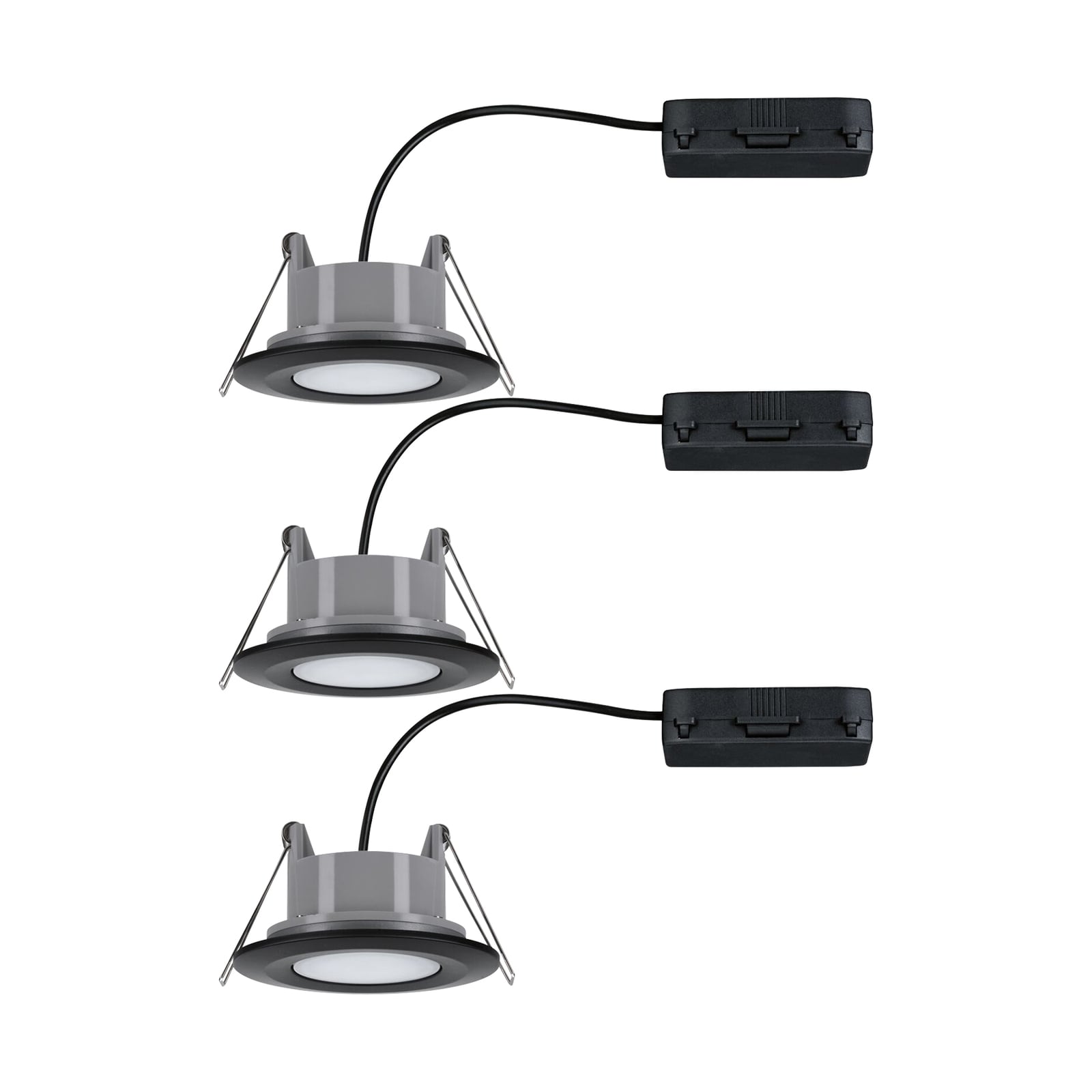 LED innbyggingsspot Calla svingbar CCT IP65 3-pack svart sideprofil