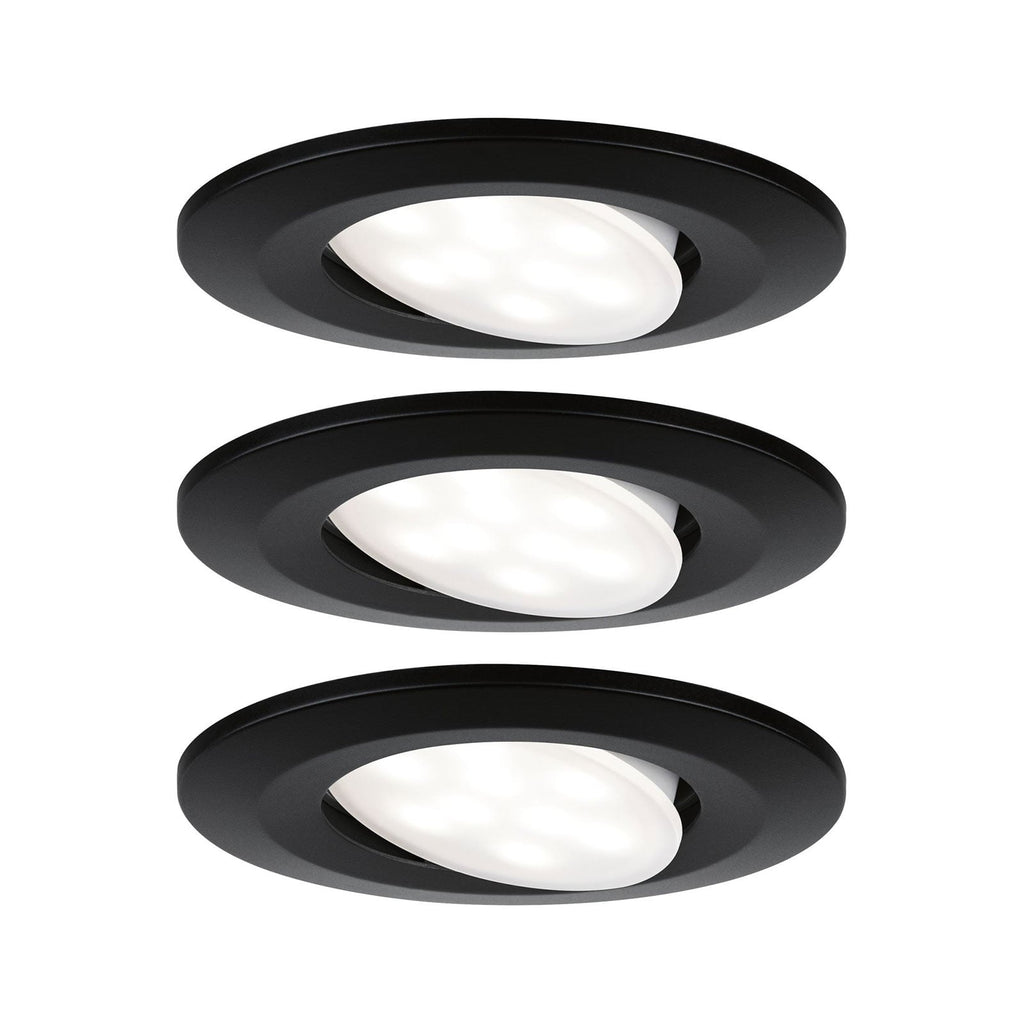 LED innbyggingsspot Calla svingbar svart IP65 3-pk front