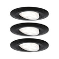 LED innbyggingsspot Calla svingbar svart IP65 3-pk front