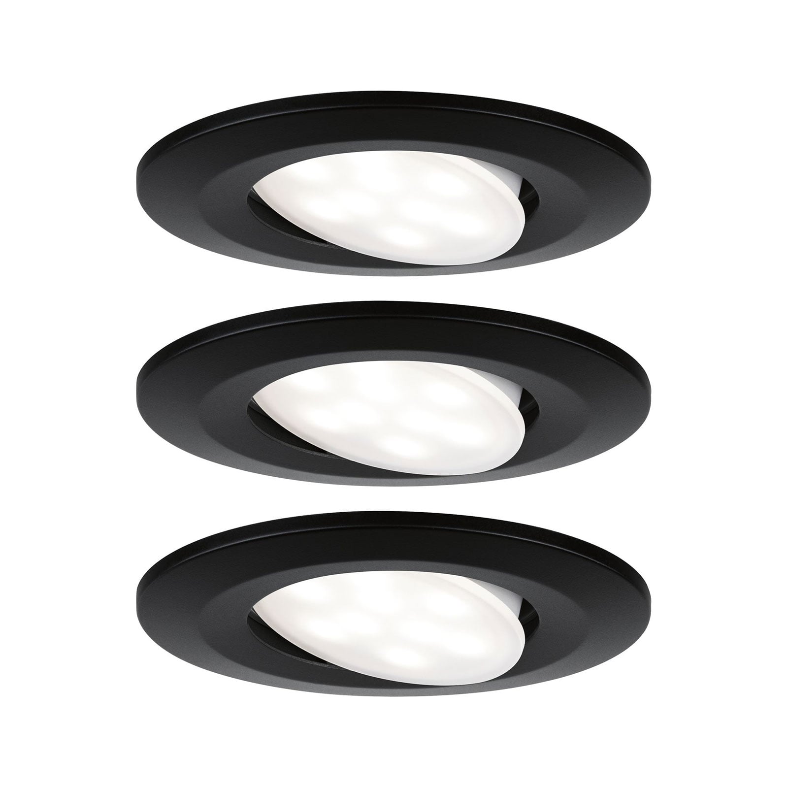 LED innbyggingsspot Calla svingbar svart IP65 3-pk front