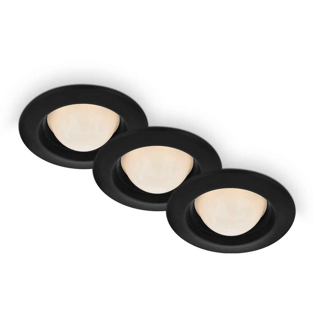 LED innbyggingsspot Carro 3-sett svart Ø9,5 cm IP44 forfra