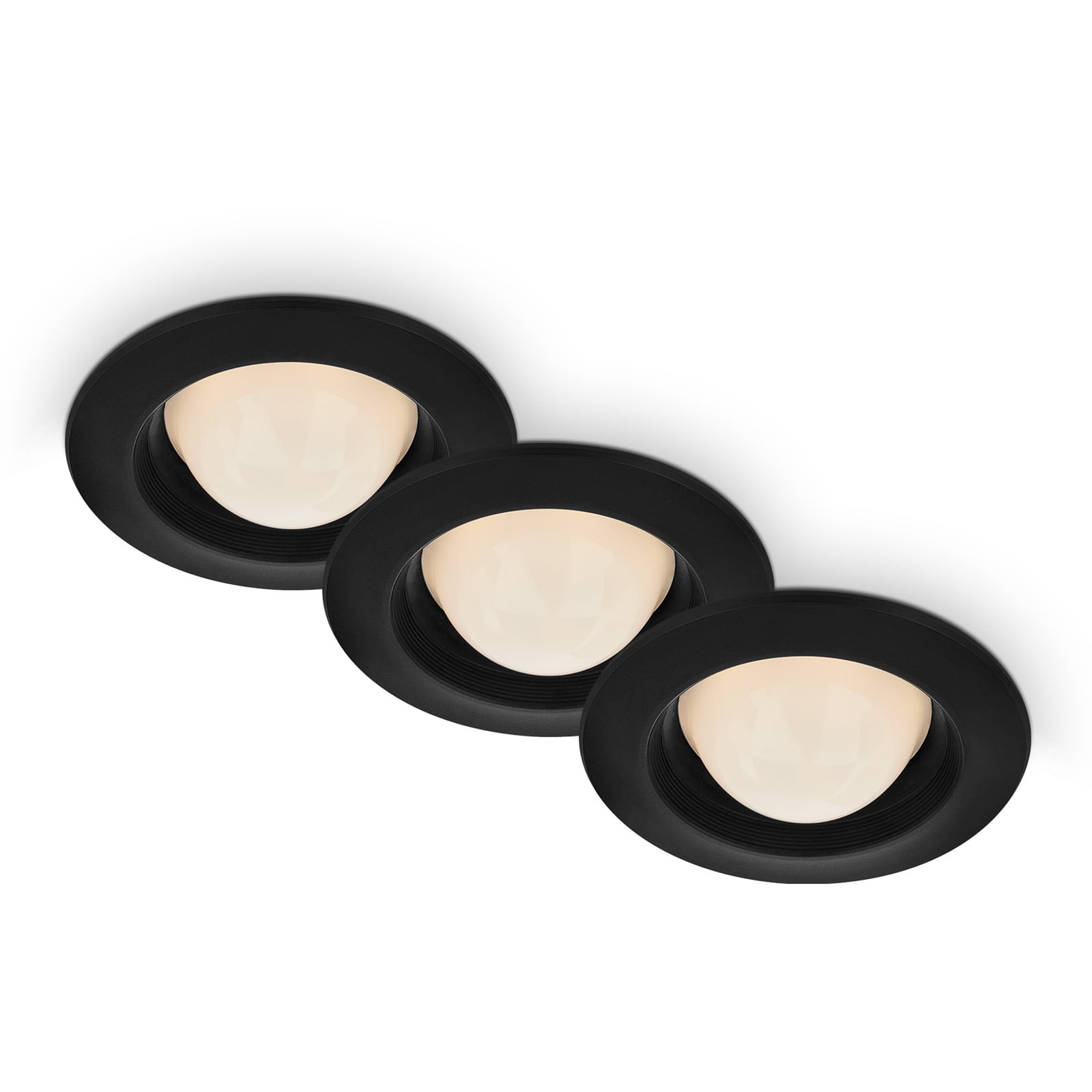 LED innbyggingsspot Carro 3-sett svart Ø9,5 cm IP44 forfra