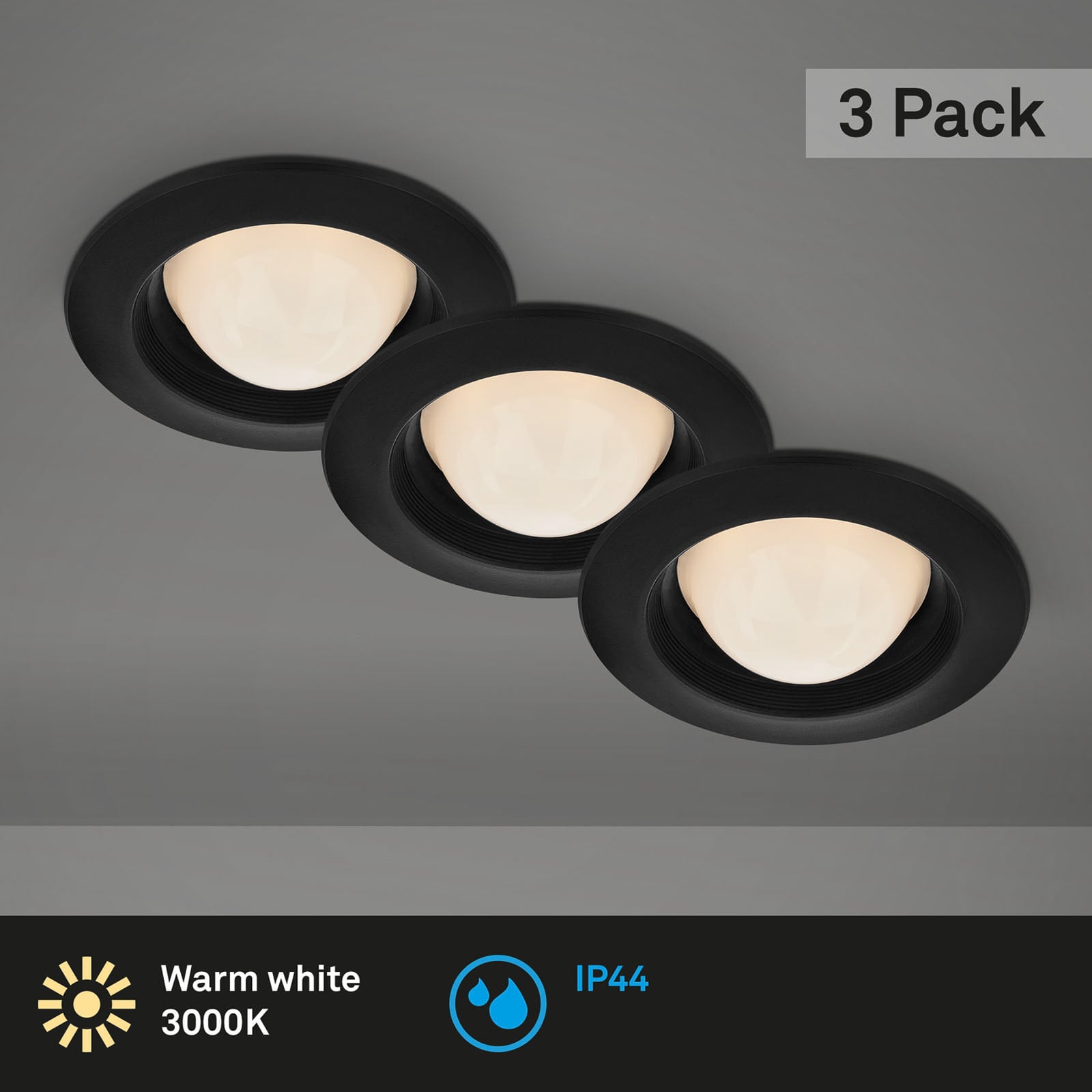 LED innbyggingsspot Carro 3-sett svart Ø9,5 cm bakside