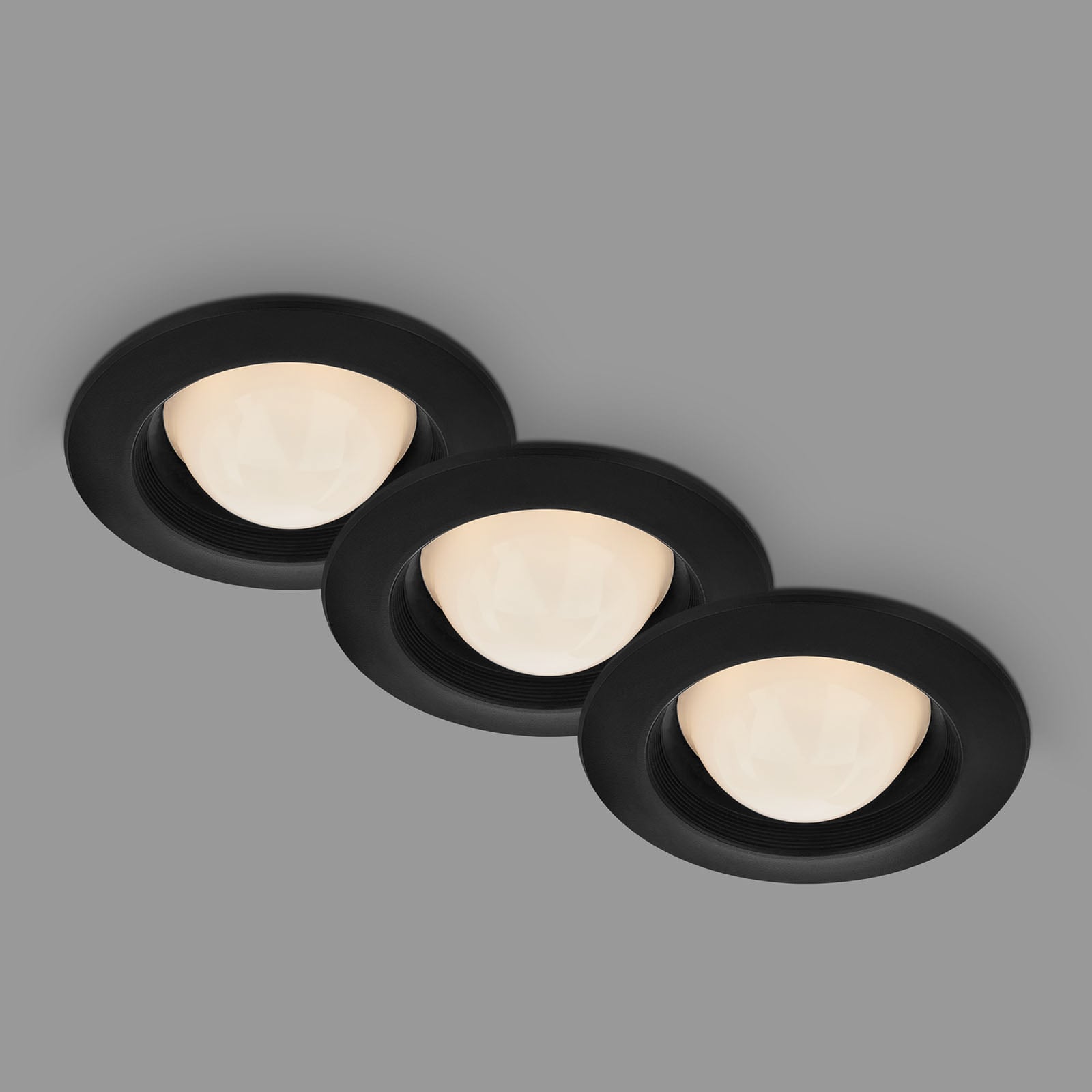 Detalj av LED innbyggingsspot Carro 3-sett svart Ø9,5 cm