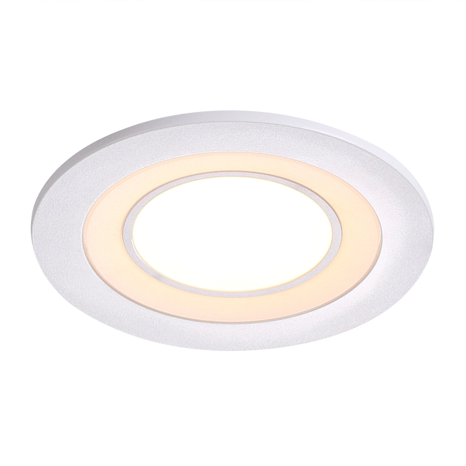 LED innbyggingsspot Clyde hvit Ø8 cm varmhvit front