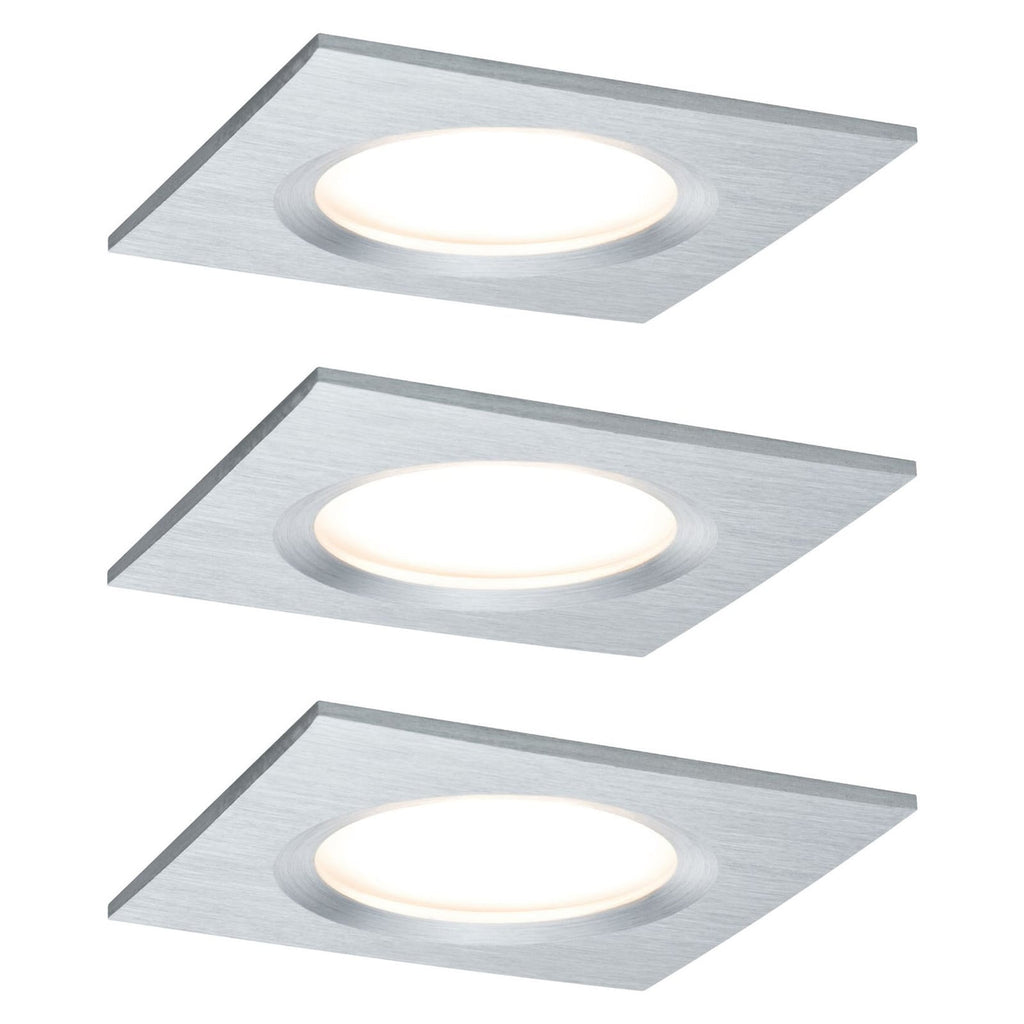 LED innbyggingsspot Coin Slim dimbar 3-pk firkantet IP44 Paulmann forfra