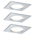 LED innbyggingsspot Coin Slim dimbar 3-pk firkantet IP44 Paulmann forfra