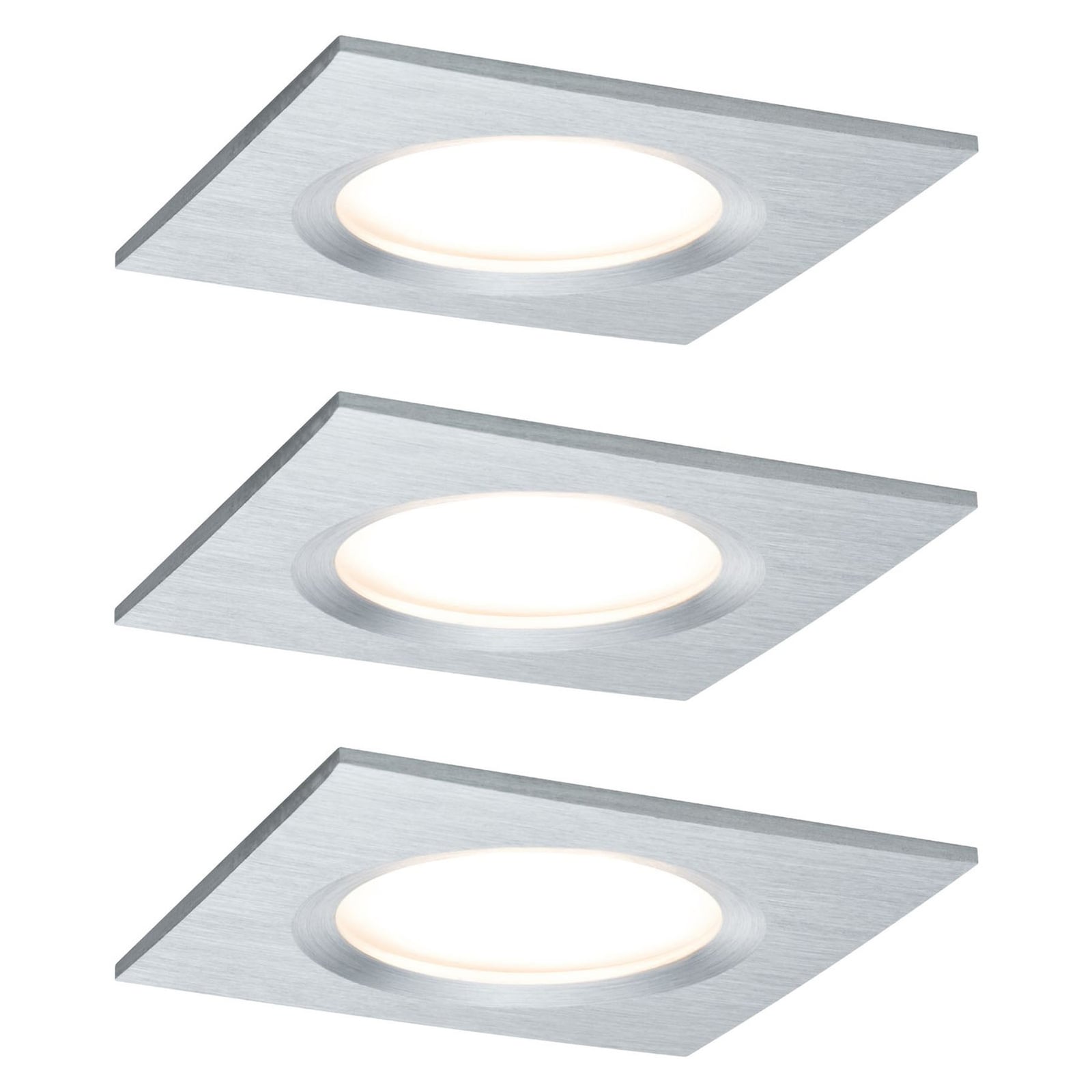 LED innbyggingsspot Coin Slim dimbar 3-pk firkantet IP44 Paulmann forfra
