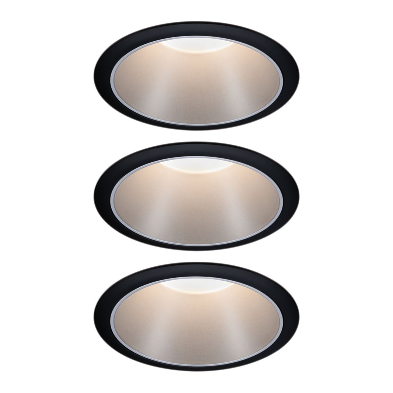 LED innbyggingsspot Cole 3-pack sølv/svart dimbar IP44 forfra