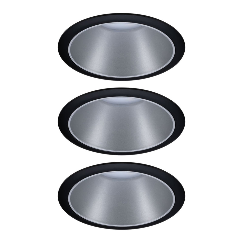 LED innbyggingsspot Cole 3-pack sølv/svart dimbar IP44 bakside