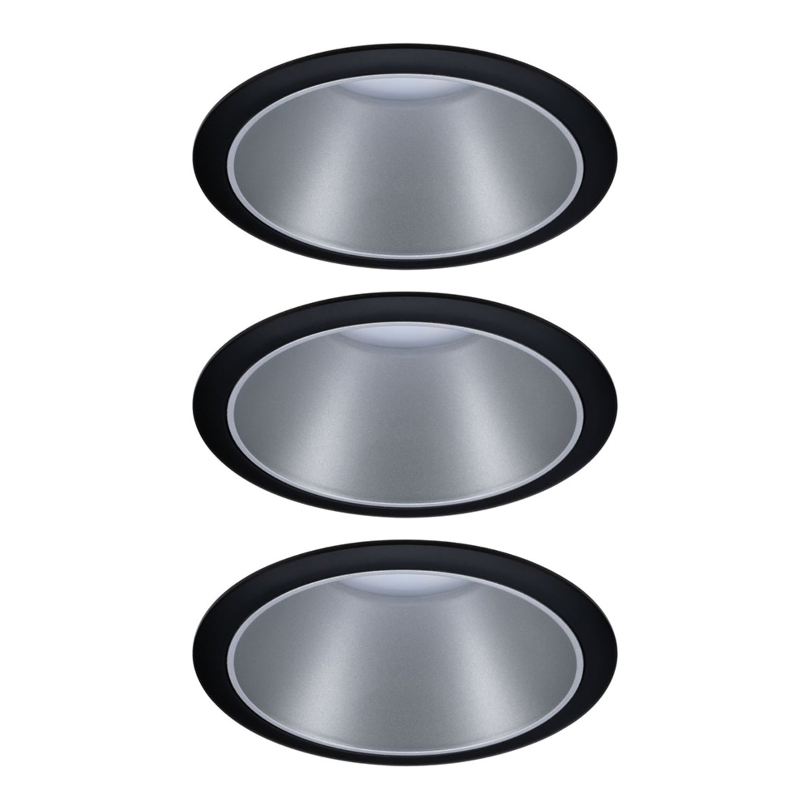 LED innbyggingsspot Cole 3-pack sølv/svart dimbar IP44 bakside
