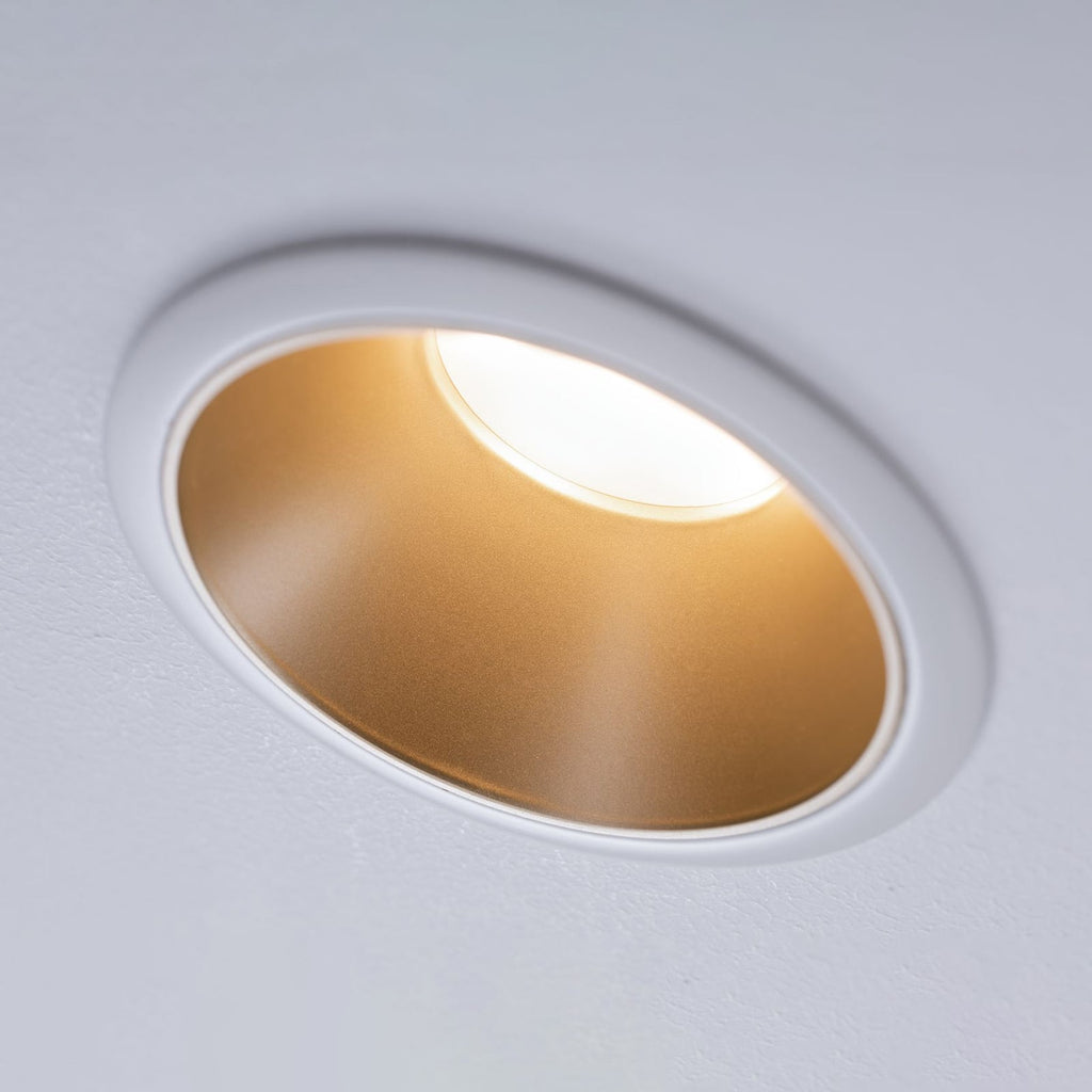 LED innbyggingsspot Cole dimbar gull/hvit Ø8,8 cm IP44 forfra