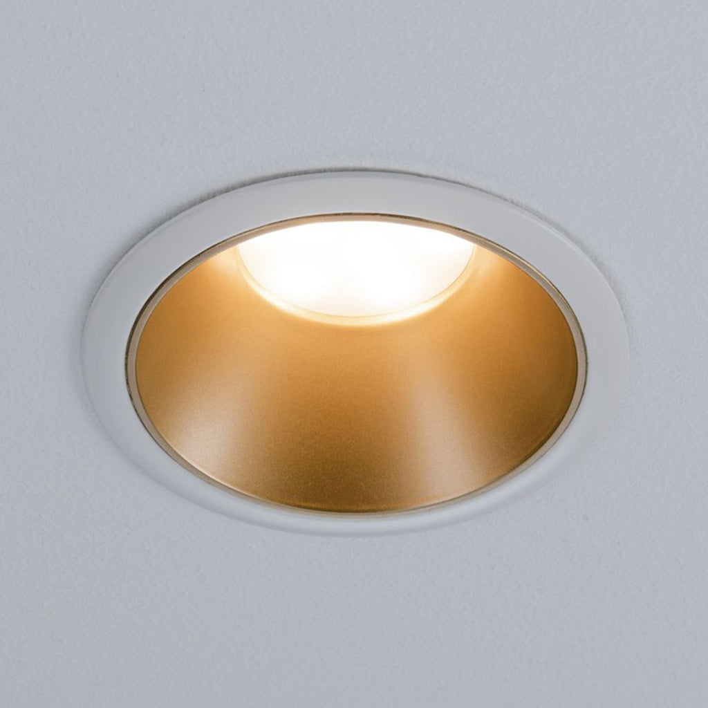 Montert LED innbyggingsspot Cole dimbar gull/hvit Ø8,8 cm IP44 i tak