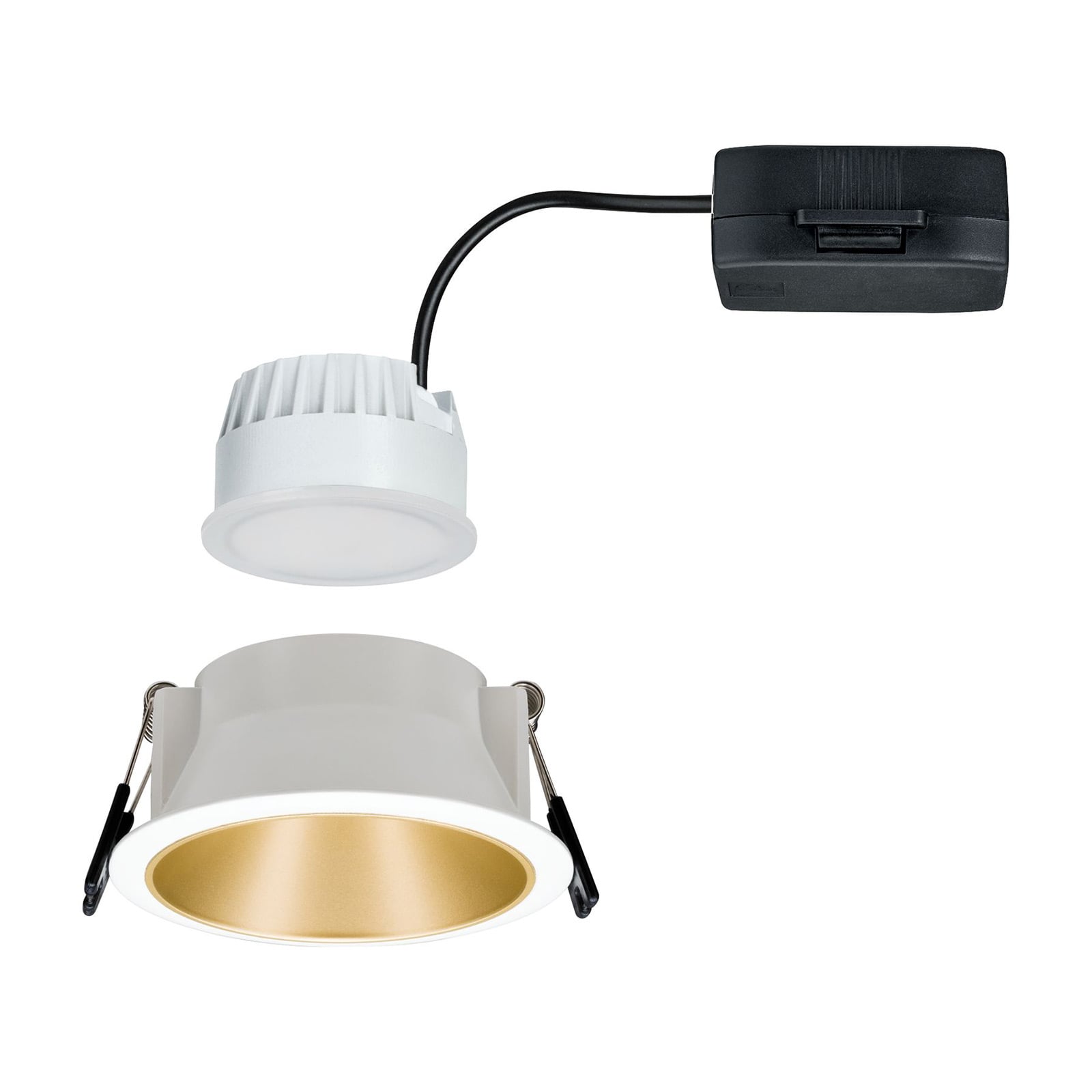 Nærbilde av LED lyskilde i Cole dimbar gull/hvit Ø8,8 cm IP44