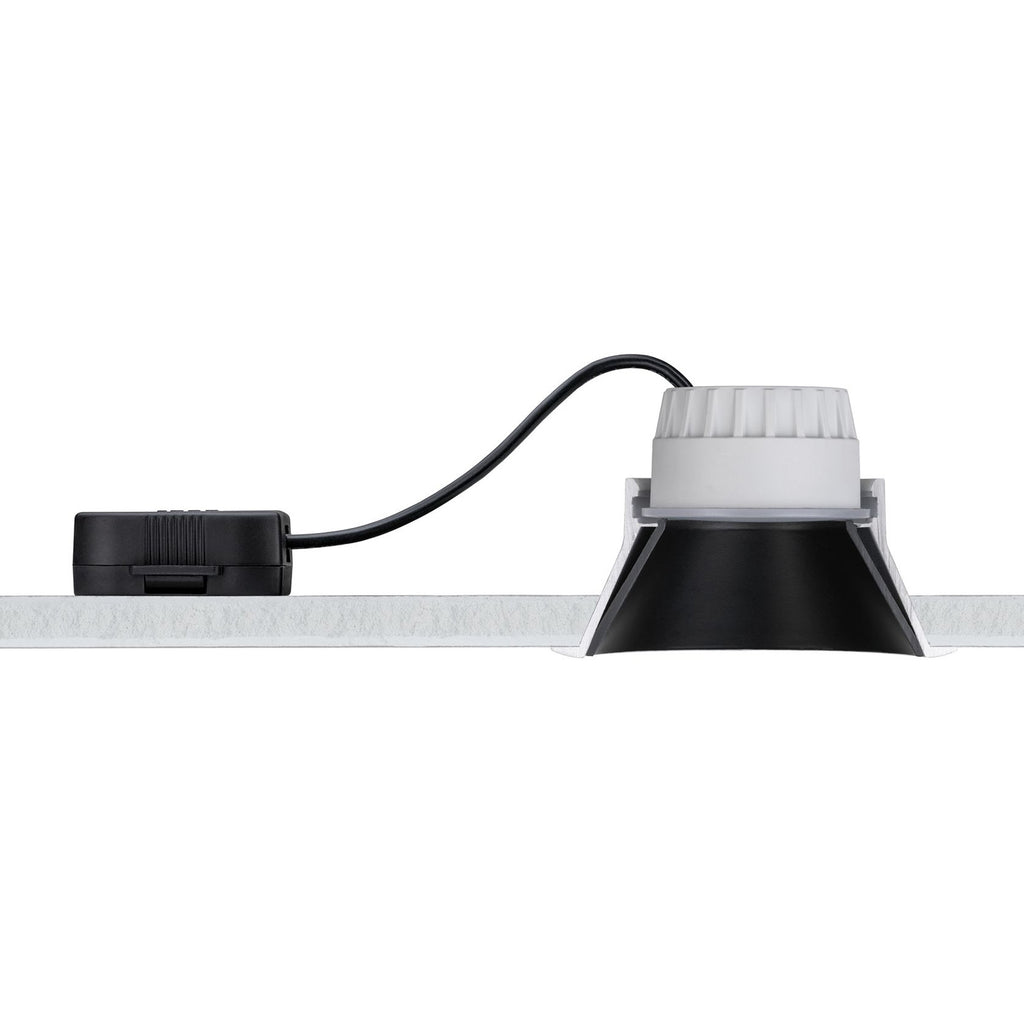 LED innbyggingsspot Cole dimbar sølv-svart IP44 Ø8,8 cm lysfordeling