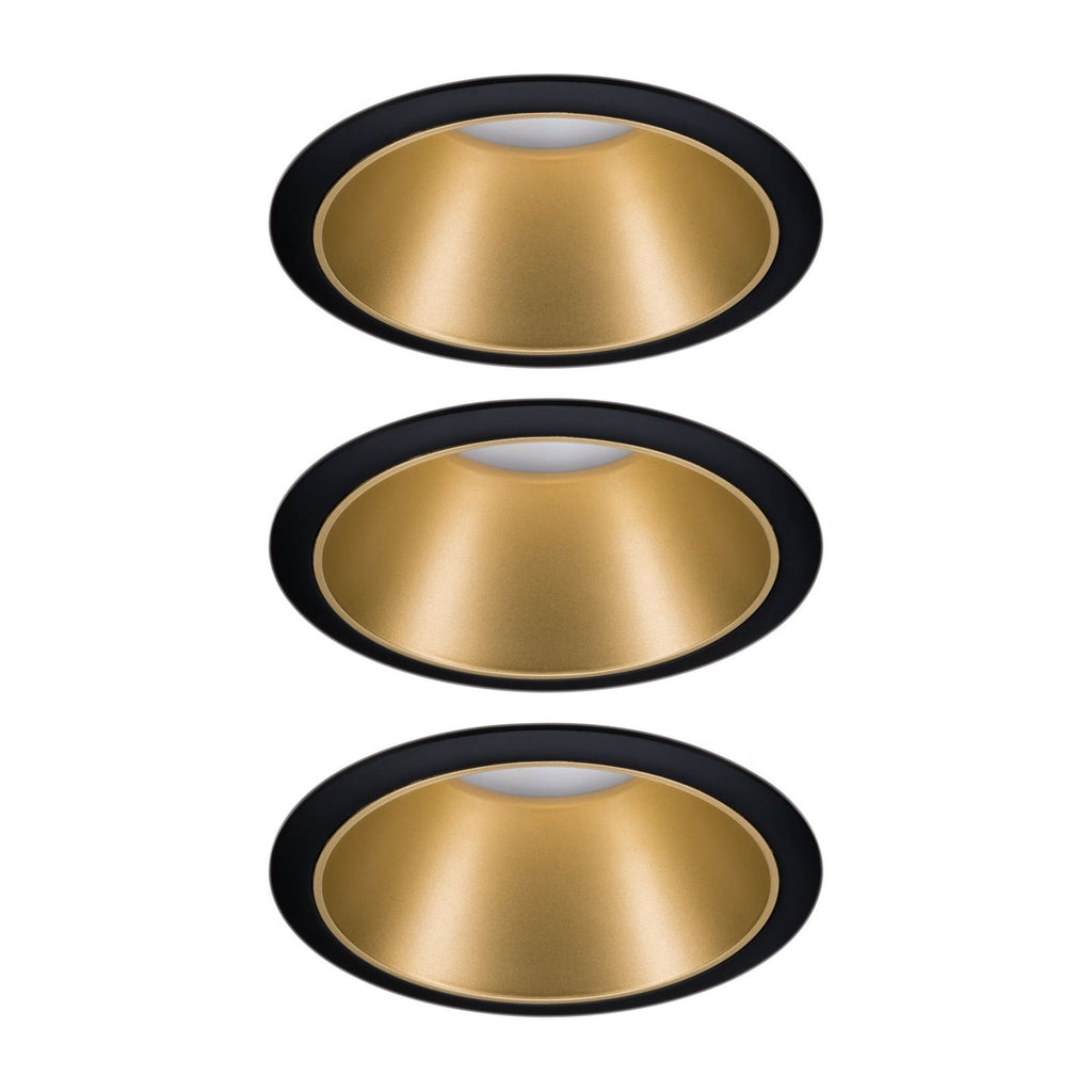 LED innbyggingsspot Cole gull-svart 3-pack dimbar IP44 bakside