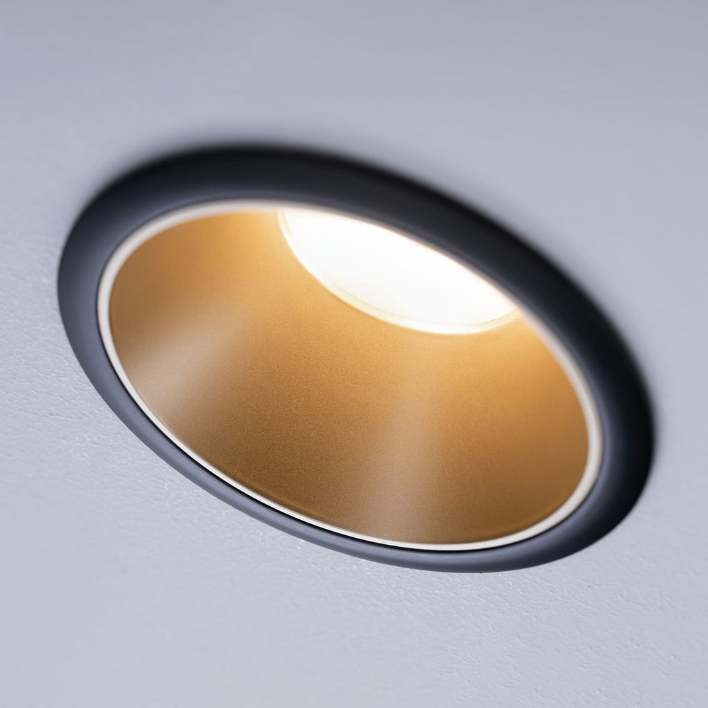 LED innbyggingsspot Cole gull-svart 3-pack dimbar IP44 detalj