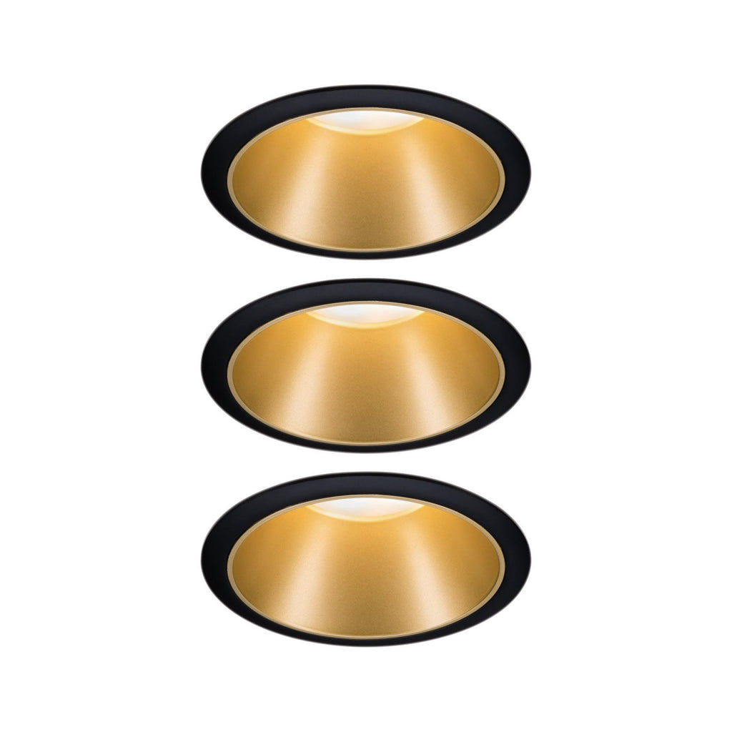 LED innbyggingsspot Cole gull-svart 3-pack dimbar IP44 emballasje
