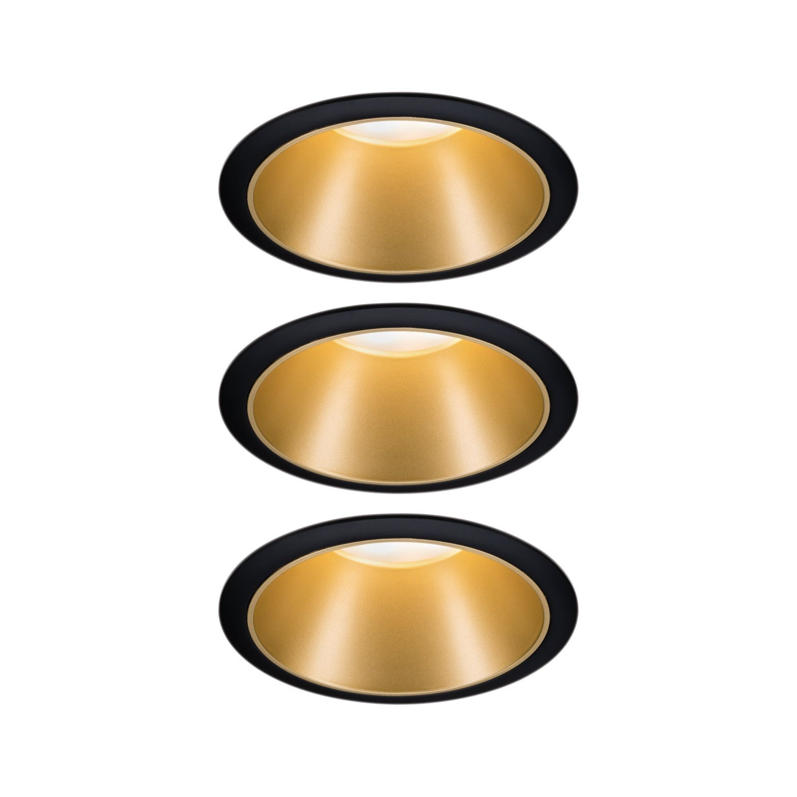 LED innbyggingsspot Cole gull-svart 3-pack dimbar IP44 emballasje