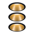 LED innbyggingsspot Cole gull-svart 3-pack dimbar IP44 front