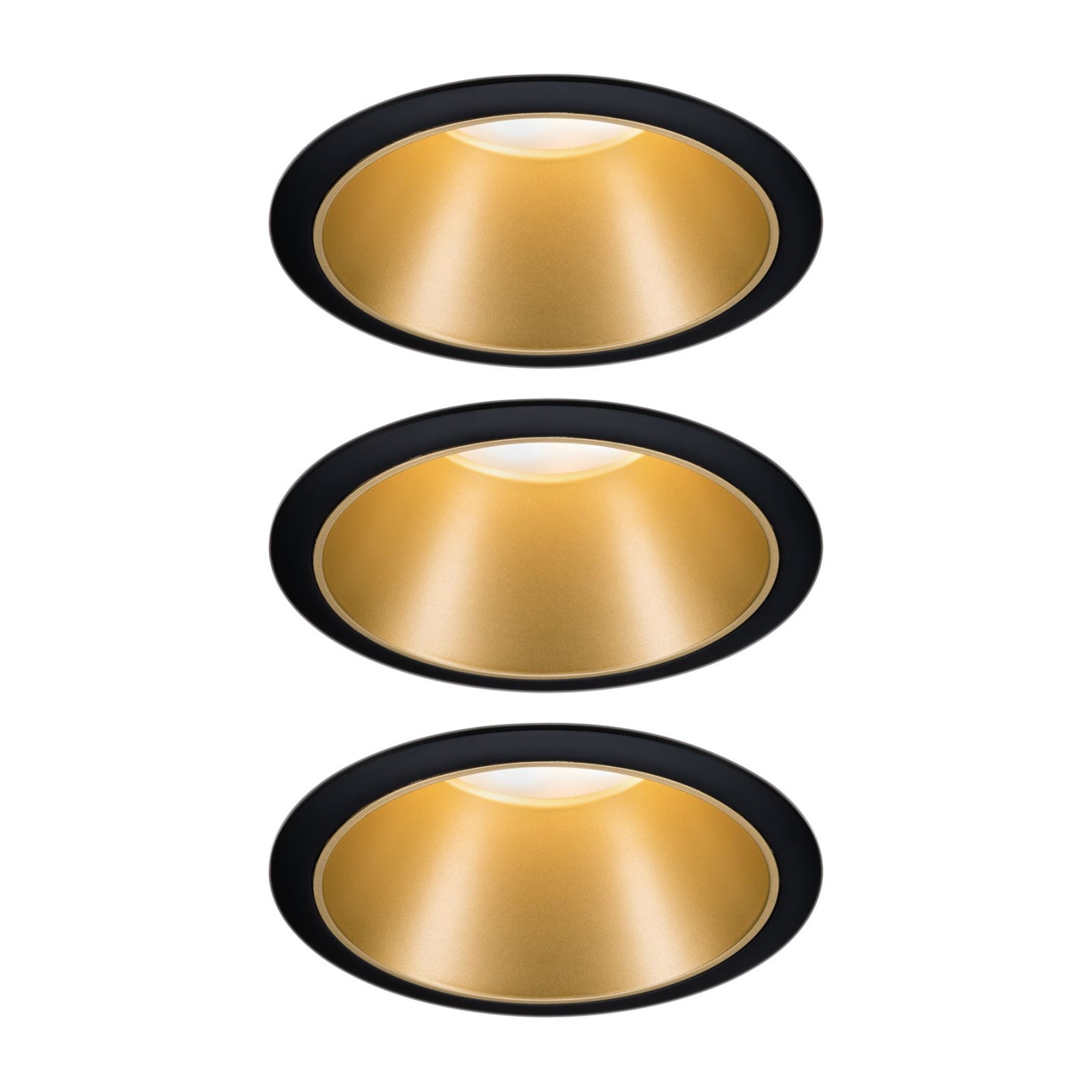 LED innbyggingsspot Cole gull-svart 3-pack dimbar IP44 front