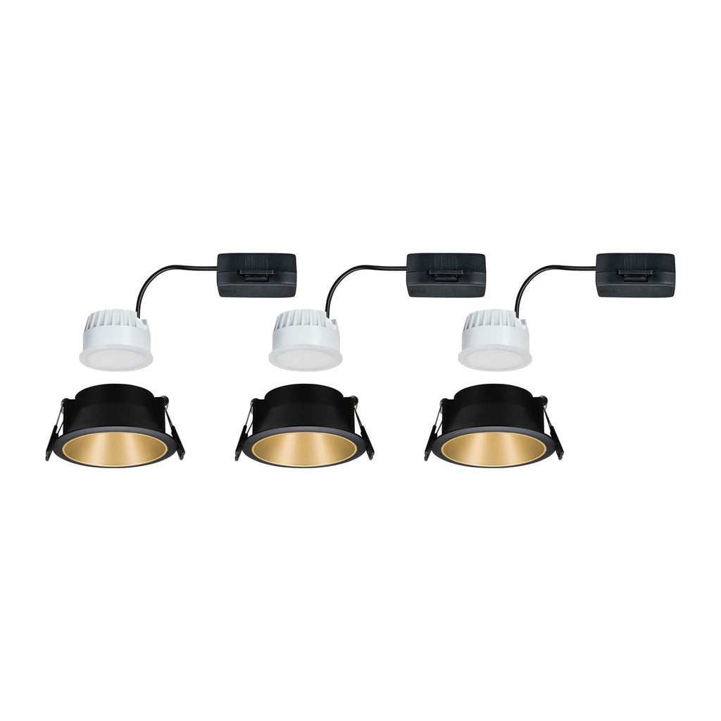 LED innbyggingsspot Cole gull-svart 3-pack dimbar IP44 nærbilde