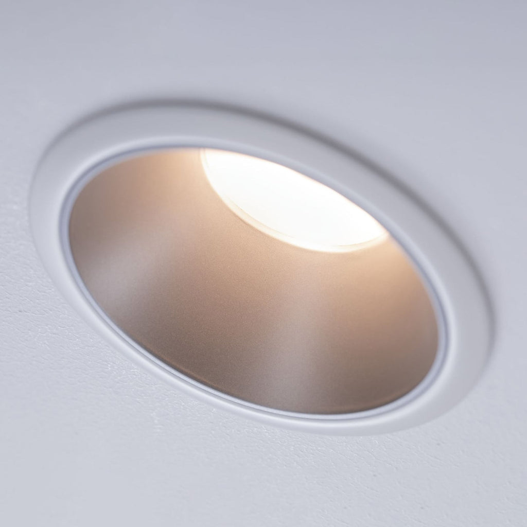 LED innbyggingsspot Cole sølv hvit dimbar IP44 Ø8,8 cm forfra