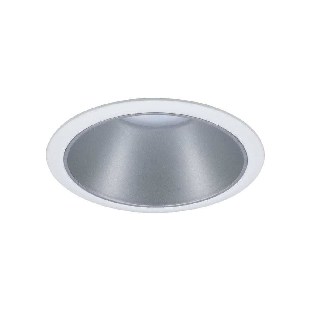 Detalj av LED innbyggingsspot Cole sølv hvit dimbar IP44 Ø8,8 cm