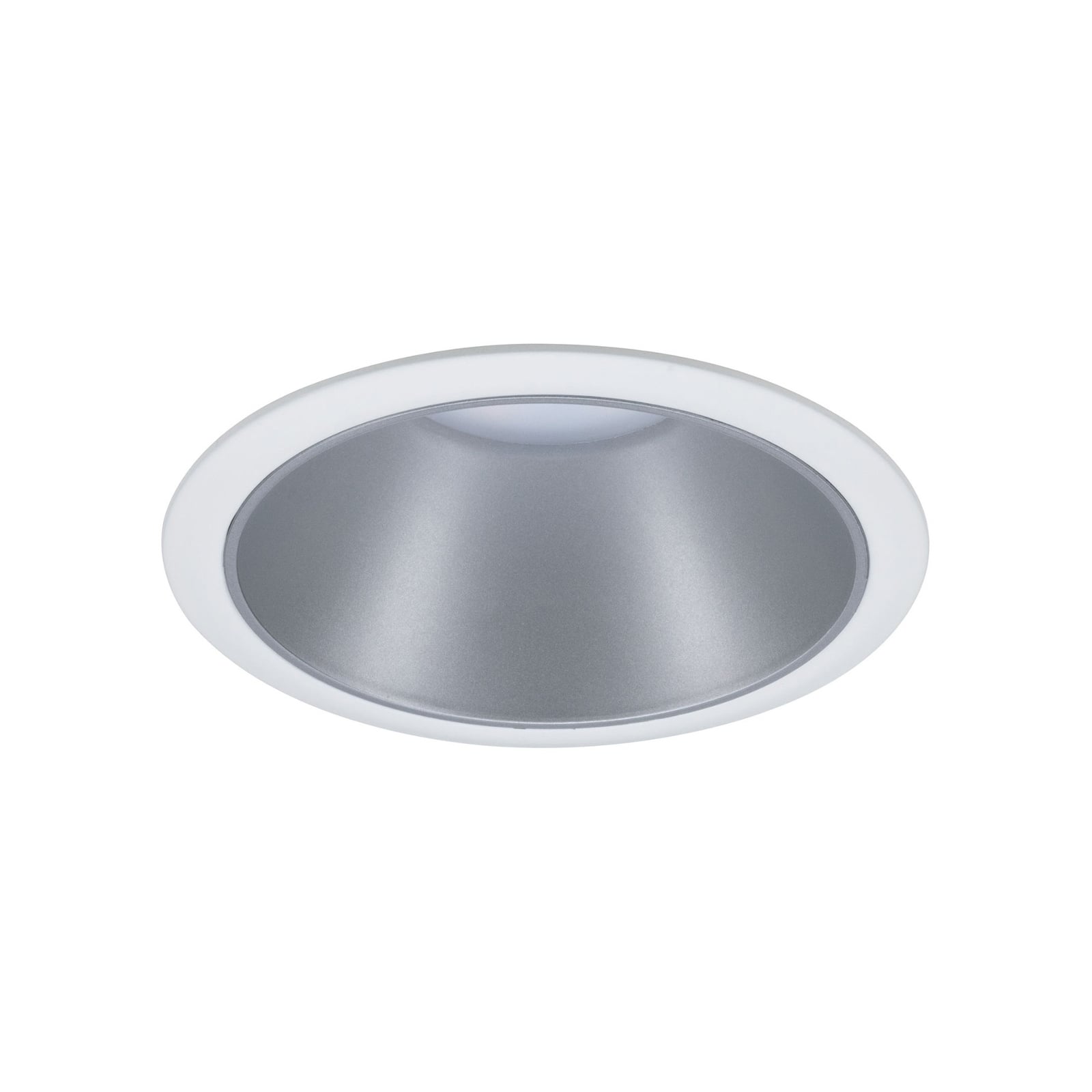 Detalj av LED innbyggingsspot Cole sølv hvit dimbar IP44 Ø8,8 cm