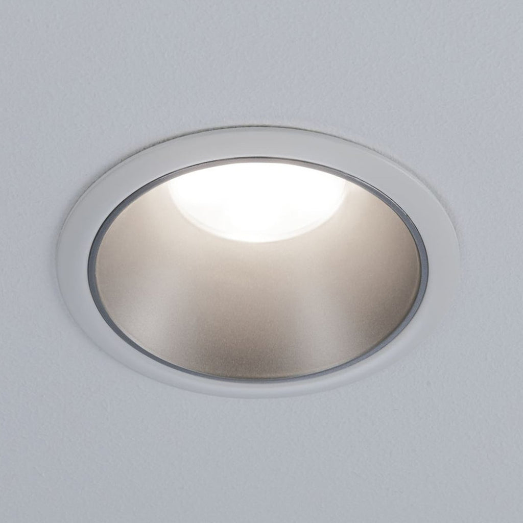 Montert LED innbyggingsspot Cole sølv hvit dimbar IP44 Ø8,8 cm