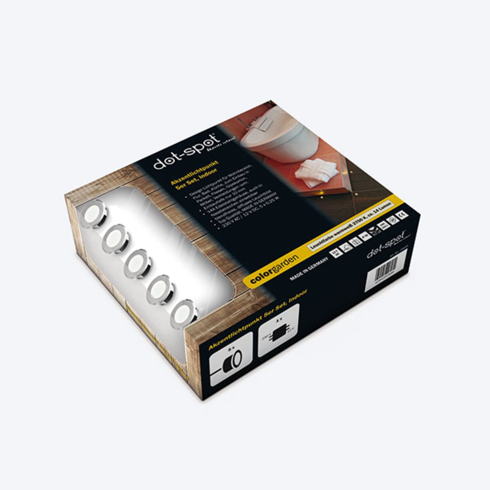 LED innbyggingsspot Colorgarden 5-pk rustfritt stål IP68 for vegg og gulv