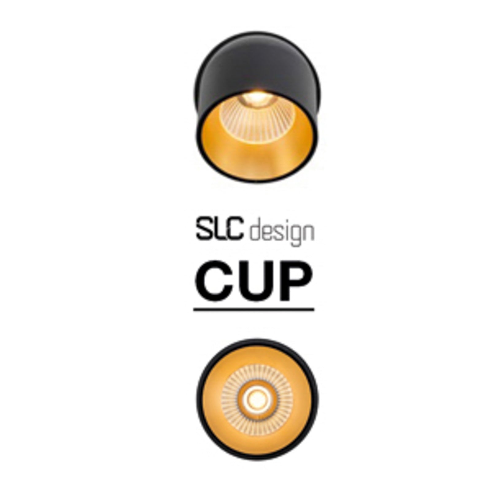 Detaljbilde av LED innbyggingsspot Cup svart/gull dimbar