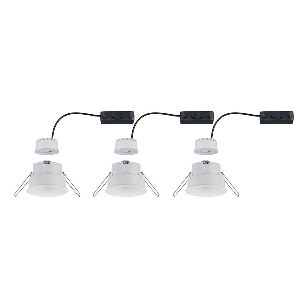 Nærbilde av LED innbyggingsspot Cymbal 3-pack dimbar hvit IP44