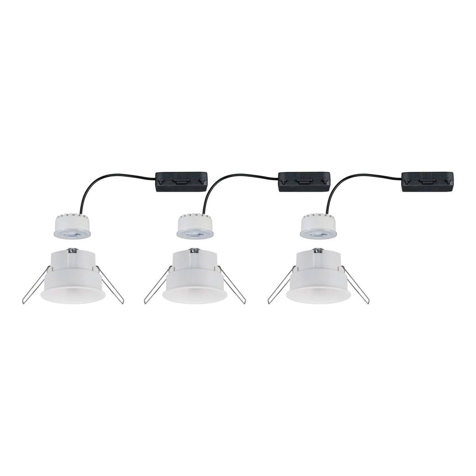 Nærbilde av LED innbyggingsspot Cymbal 3-pack dimbar hvit IP44