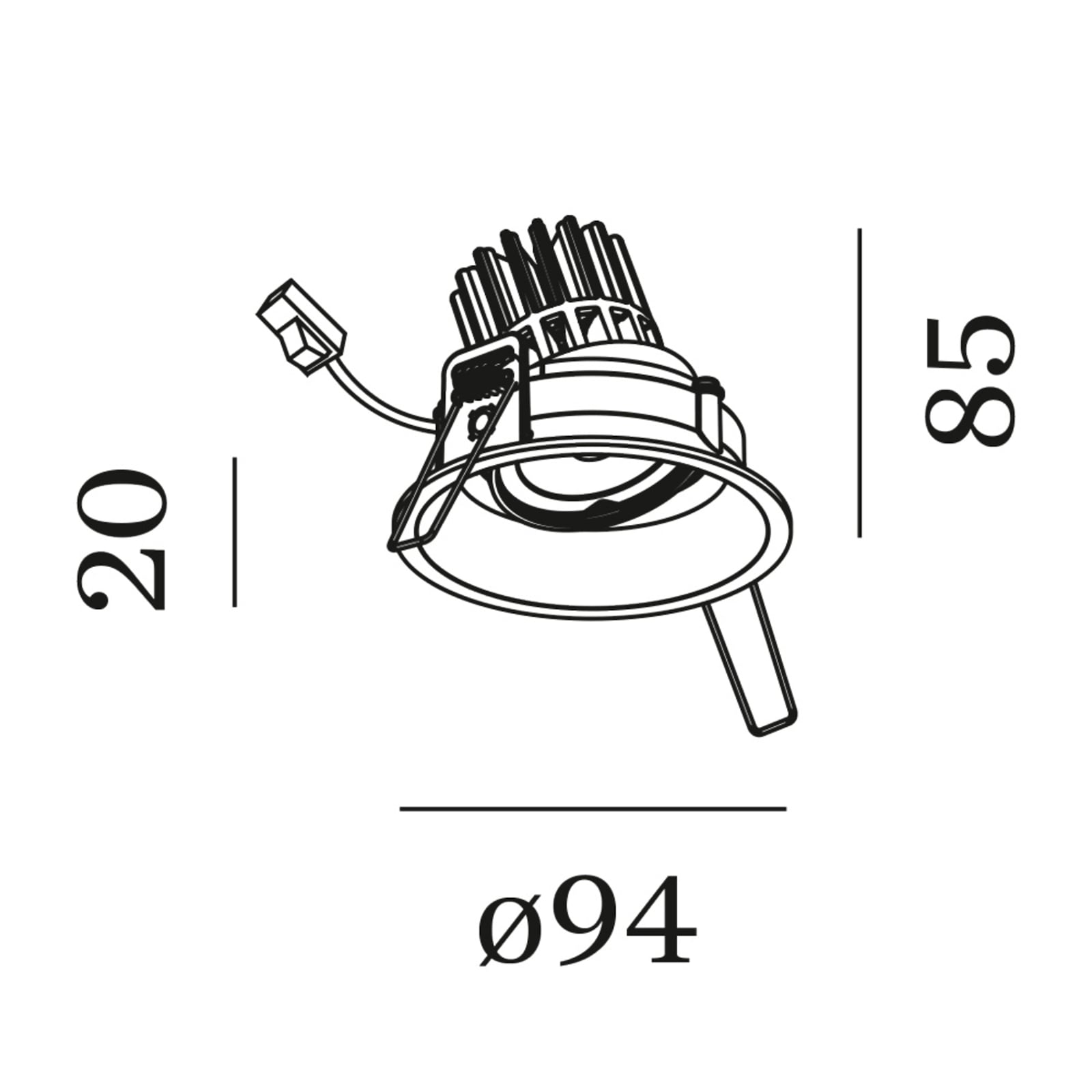 LED innbyggingsspot Deep Adjust hvit bakside og tilkobling