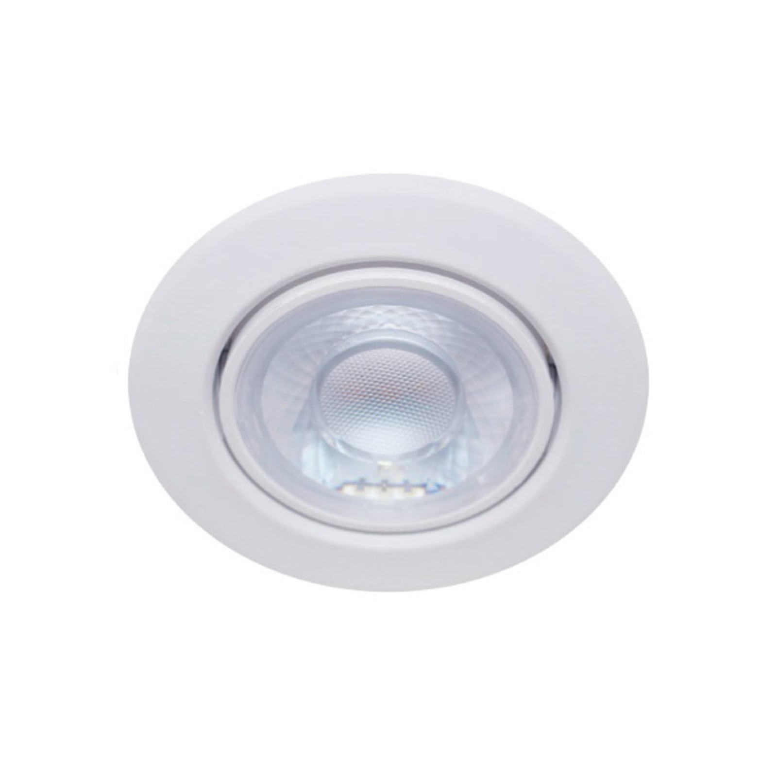 LED innbyggingsspot Dekto svingbar 8W IP44 Ra90 2700K fra Bioledex vist forfra