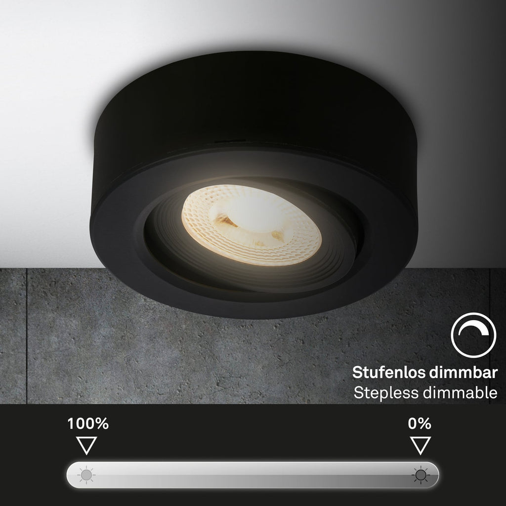 LED innbyggingsspot Desi svart dimbar Ø9 cm side